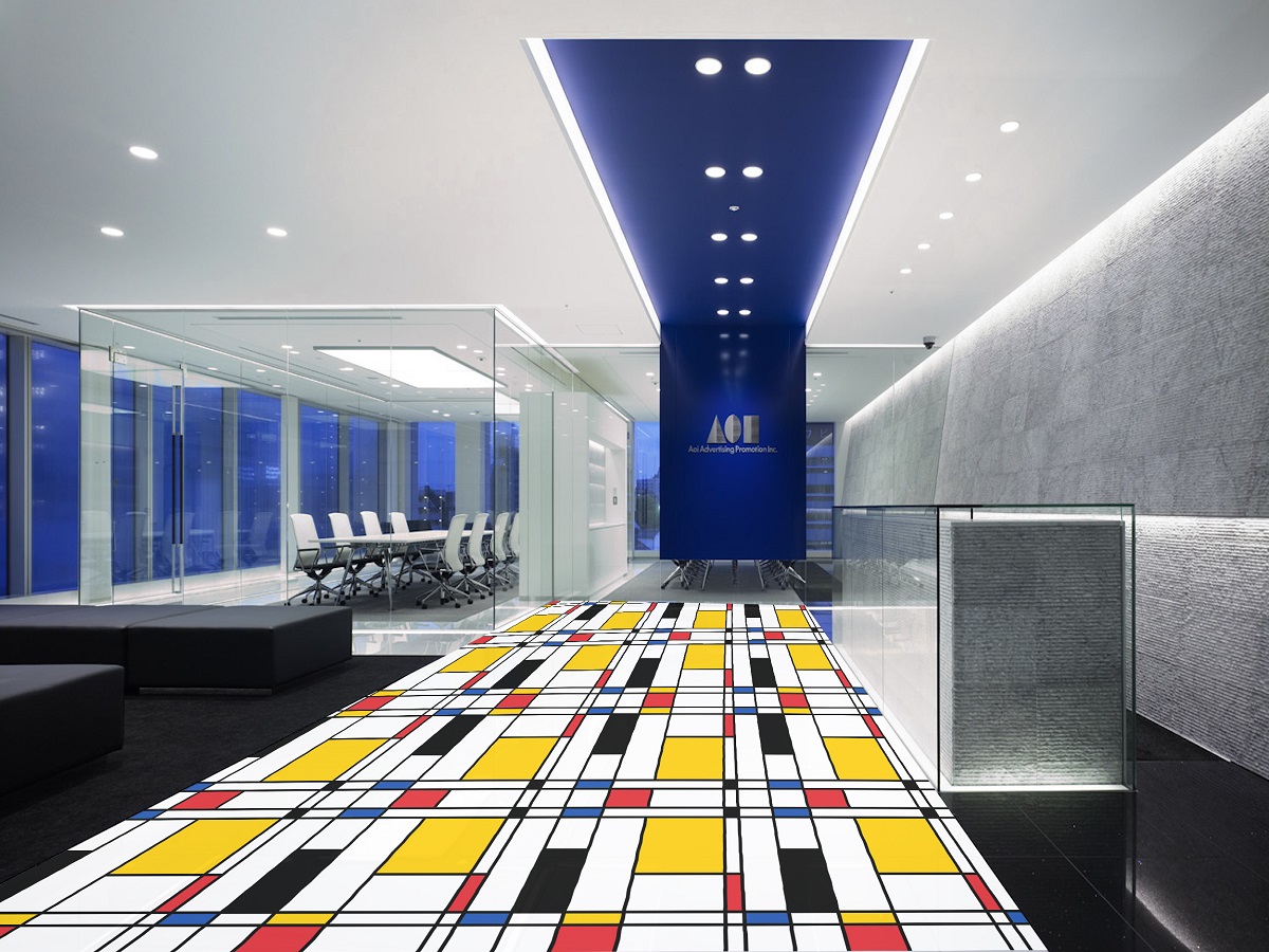 Piet Mondrian Art Printed Floor Vinyl Waiting Area